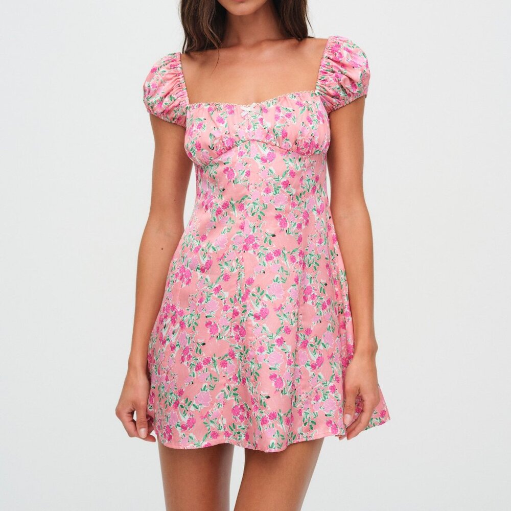 NWT For Love & Lemons Antonia Mini Dress Size MM / Pink
